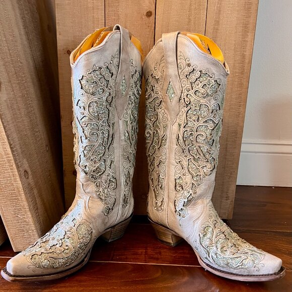 CORRAL Women's Glitter Inlay & Crystals Western Boots, Size 7.5 - Picture 5 of 13